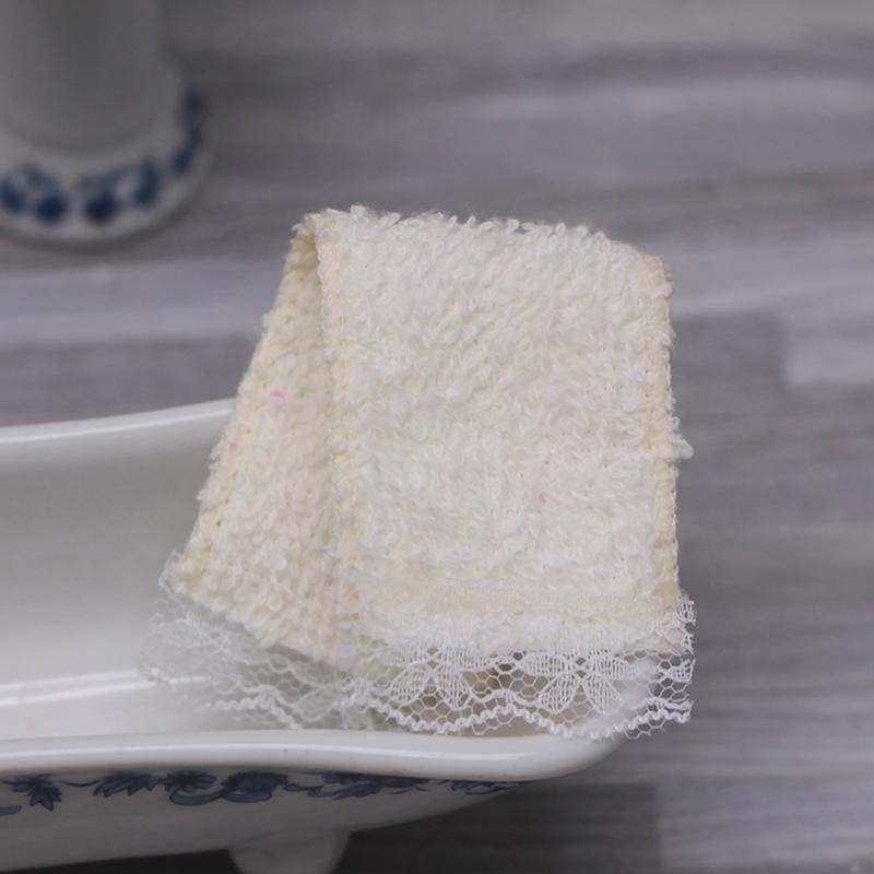 1PC Dollhouse Mini Bathroom Lace Towel Doll Bathroom Bath Towel Shooting Scene Props