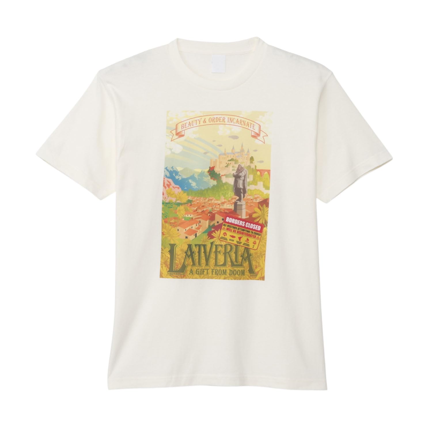 

Small Planet Doctor Doom T-Shirt, Latveria, Size L, Ivory