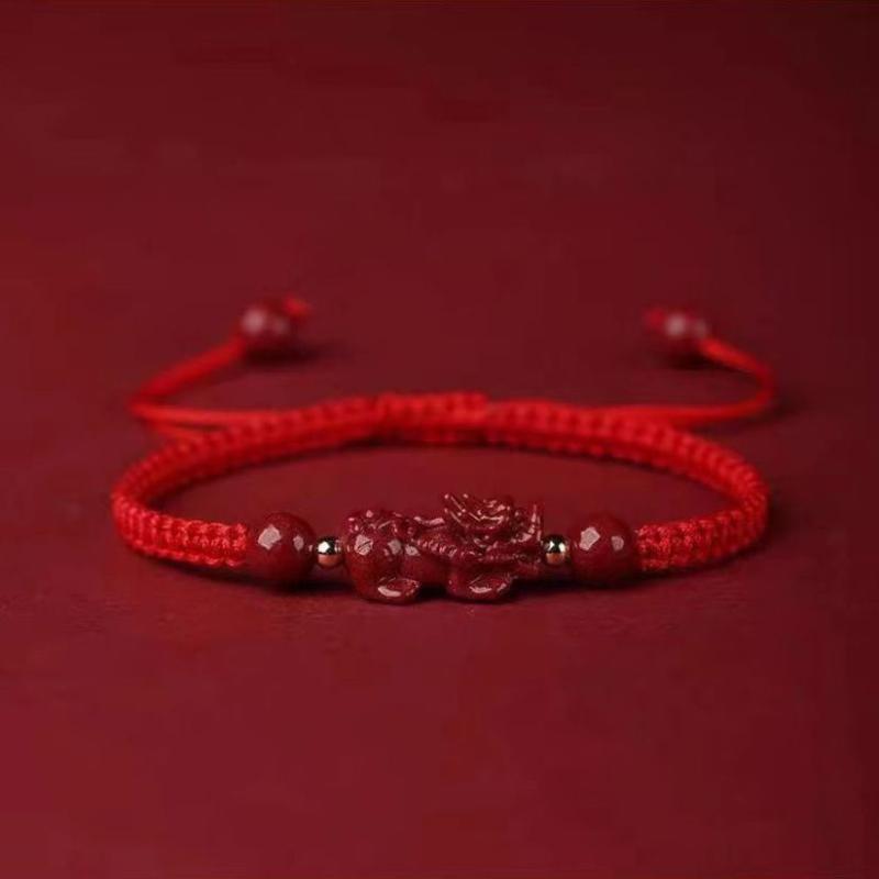 Cinnabar Pixiu Weaving Hand Rope Lucky Red String Bracelet For Women Men Jewelry Accessries