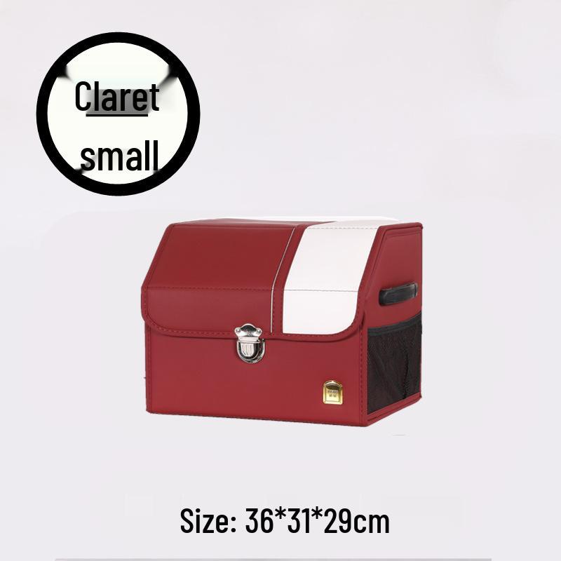 Leather Car Trunk Organizer: Foldable Interior Storage Box and Decorative Accessory.