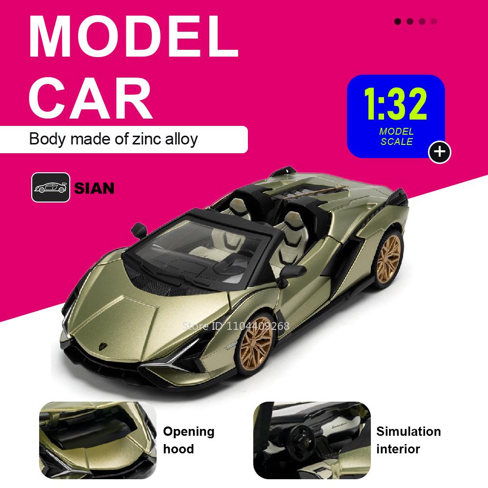 1:32 Sian Car Toy Model Doors Opened Metal Body Rubber Tires Models Alloy Roadster Acrylic Box Toys Collectible Item for Child