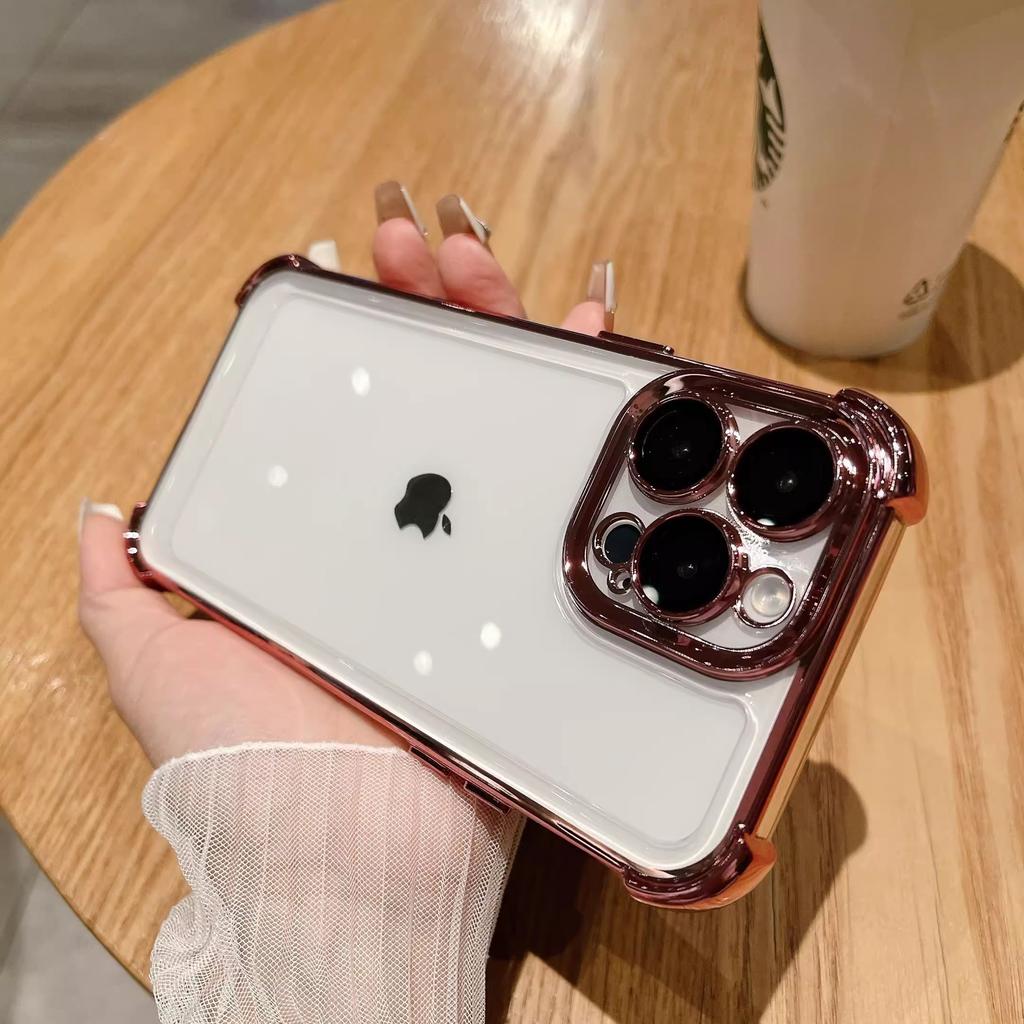 Suitable for Apple 16 Transparent Phone Case, Fully Covered Silicone 14/13iPhone15 Pro Max Four-corner Anti-drop Case