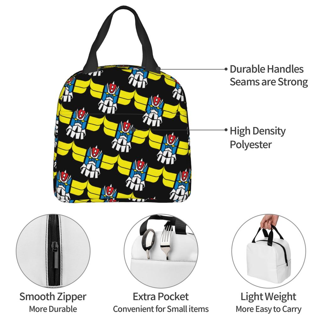 Custom Robo Grendizers Portable Lunch Boxes Unisex Multifunction Anime Cooler Thermal Food Insulated Lunch Bag Office Work