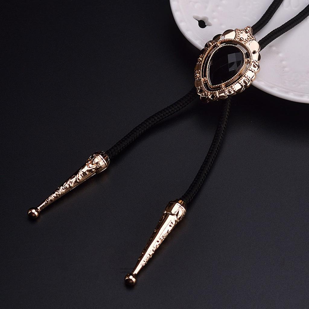 Black Rhinestone Buckle Bolo Tie for Men Women Bridegroom Wedding Necklace Western Cowboy Necktie Bolo Tie for Shirt