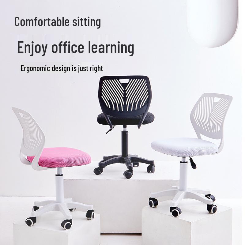 Adjustable Children's Study Chair with Back Support, Swivel Design for Bedroom and Desk