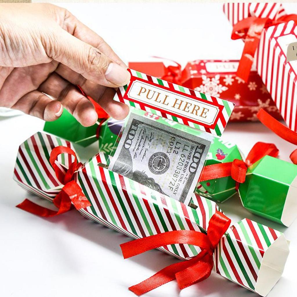 4PCS Christmas Surprise Money Pulling Gift Box Set DIY Christmas Gift Money Money Dispenser Box Candy Shape Pull out Container