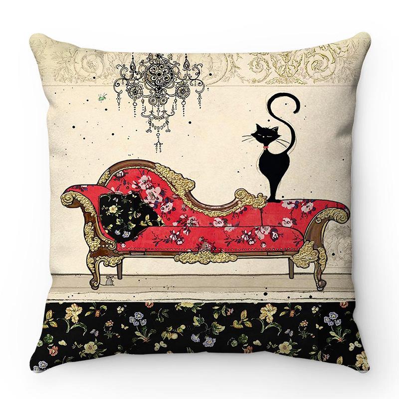 Cartoon Cat Pattern Series Super Soft Short Plush Material Pillow Cover for Home Sofa Decoration Pillow Cover