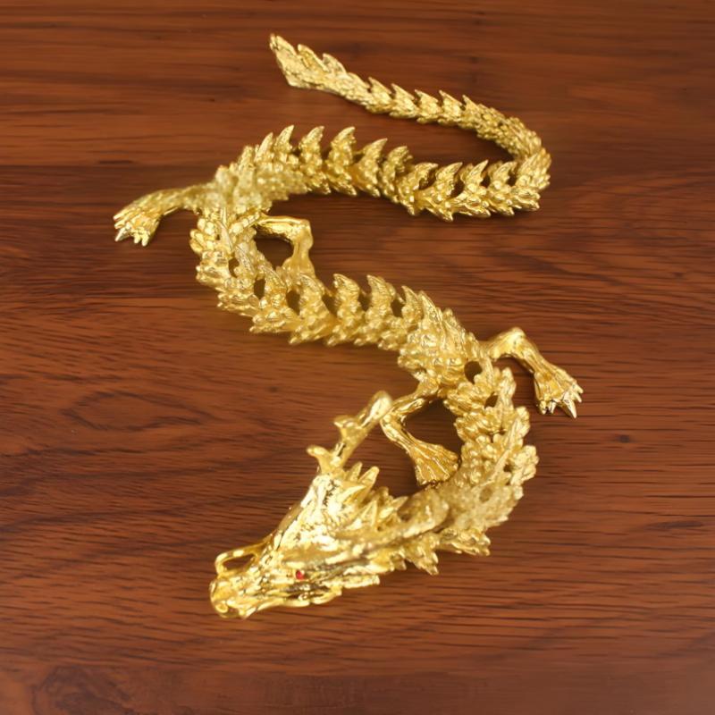 Alloy Five Claw Golden Dragon Ornaments Can Move Chinese Loong Handlebars Home Office Desktop Decorations