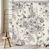 Exquisite Floral and Bird Pattern Print Water-resistant Shower Curtain with Vintage Design for Elegant Bathroom Decor