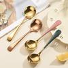 304 Stainless Steel Round Spoon - Coffee, Dessert, Children's Soup, Teaspoon, Household Tableware, Internet Celebrity Round Head Spoon.