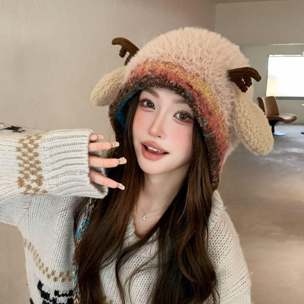 New Fur Deer Storage Hat Ear Protection Warm Festival Christmas Antler Hat Windproof Adjustable Earmuffs Hat Outdoor