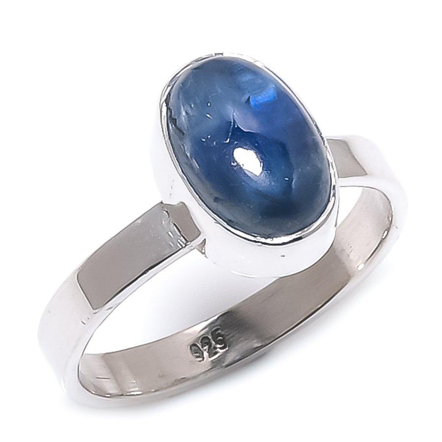 Natürlicher Blauer Kyanit Edelstein Handgefertigt 925 Massivsilber Schmuck Ring Größe 7 O8Z63