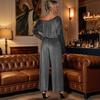 Automne Nouvelle Mode Tendance Combinaison de Soirée à Paillettes Scintillantes à Épaule Oblique pour Femmes