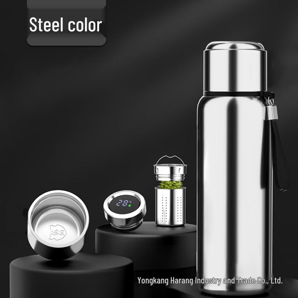 316 Stainless Steel Insulated Water Bottle with Double Lids & Tea Infuser for Outdoor Use