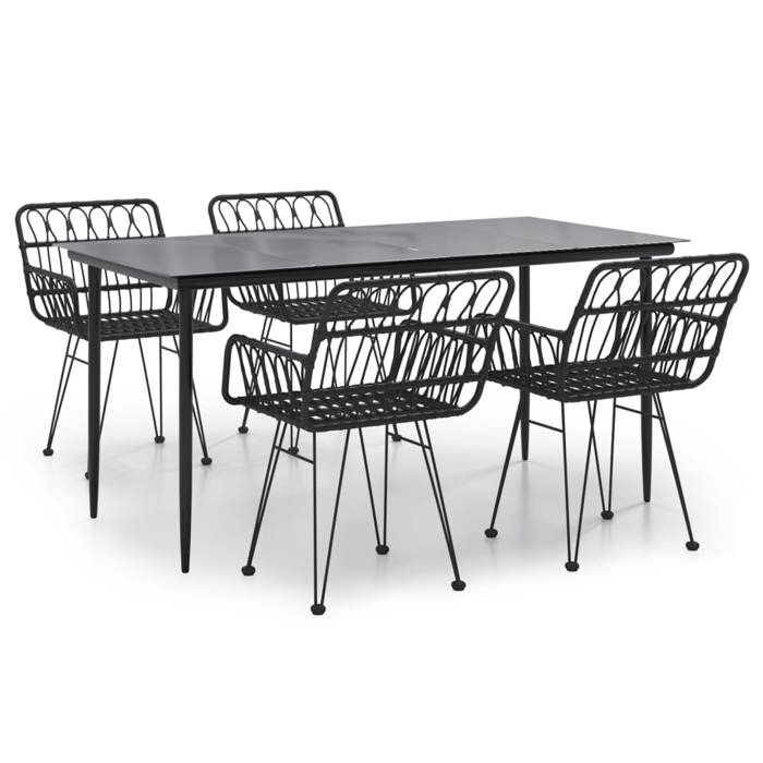 VidaXL Ensemble à manger de jardin 5 pcs Noir Résine tressée, ensemble de patio, ensemble bistro de jardin, ensemble de 3157855