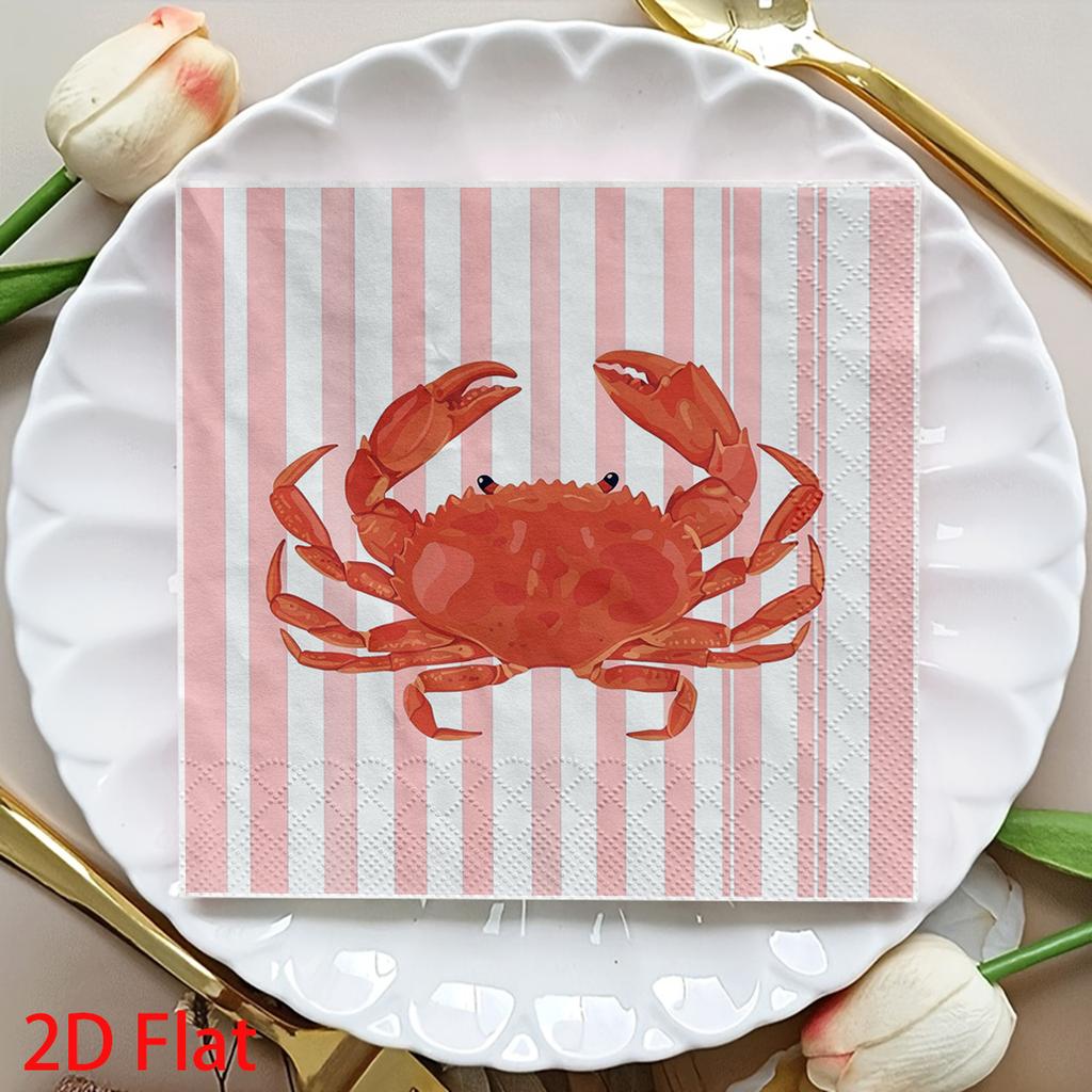 20pcs Disposable Napkins with Crab, Abalone, Seafood Pattern Print for Wedding,Parties,and Daily Use for Thanksgiving Fall Christmas Table Decoration