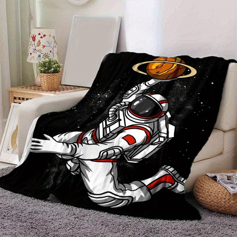 1 Stück Astronauten-Druck Leichte Flanelldecke, Bequeme und Warme Decke, für Camping Sofa Bett und Couch Büro, Geschenk