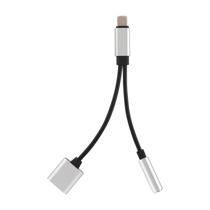 Adaptér Nabíječka Audio kabel 2 v 1 nabíjení na 3,5 mm jack sluchátka Aux převodník pro Apple Iphone 7 8
