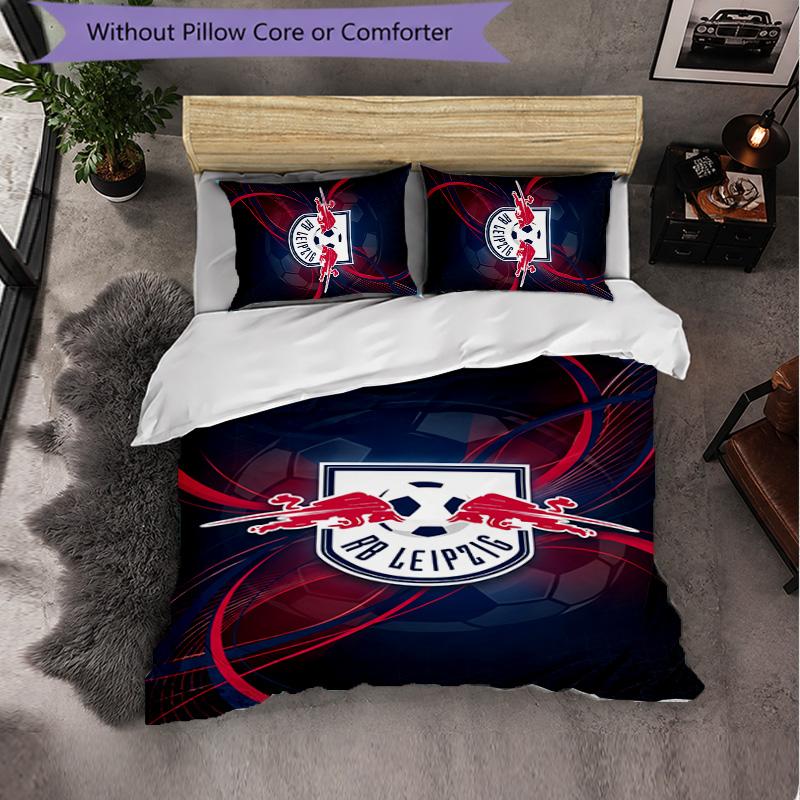 RB Leipzig Football 3 Piece Bedding Set Soft Duvet Cover Set with Pillowcases Printed Bedroom Decor Set for Home