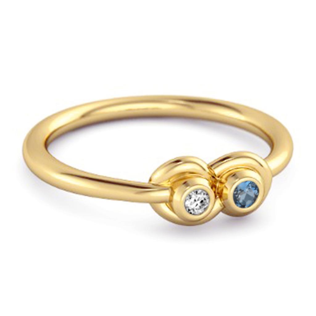 London Blue Topaz Twin Bezel Minimalist Ring - 925 Sterling Silver Gold Vermeil