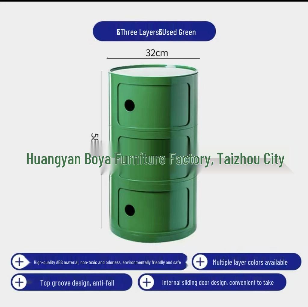 Compact Modern Round Bedside Table with Multifunctional Storage