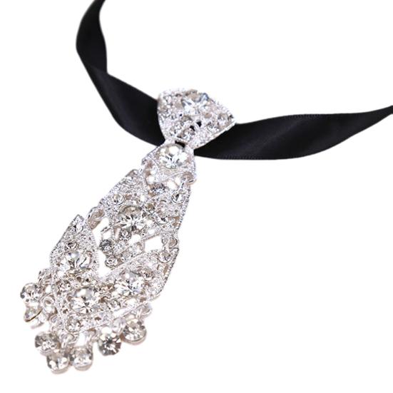 

Мужская вешалка для галстуков Регулируемый размер Сверкающие стразы Галстук Свадебная вечеринка Свидание Выступление серебряный