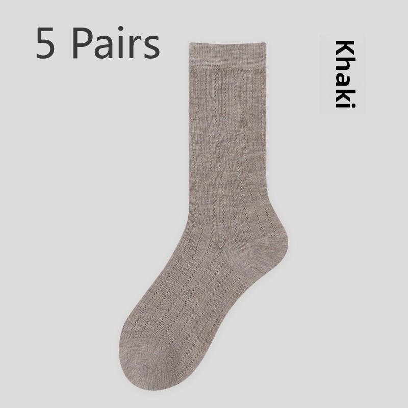 5 Paires Chaussettes Bouclettes d'Été Fines pour Femmes Chaussettes en Laine Chaussettes d'Été Fines Respirantes Thermostatiques Mi-mollet Chaussettes en Laine