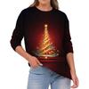 Women's Fashion Casual Christmas Print Round Neck Solid Color Long Sleeve Top