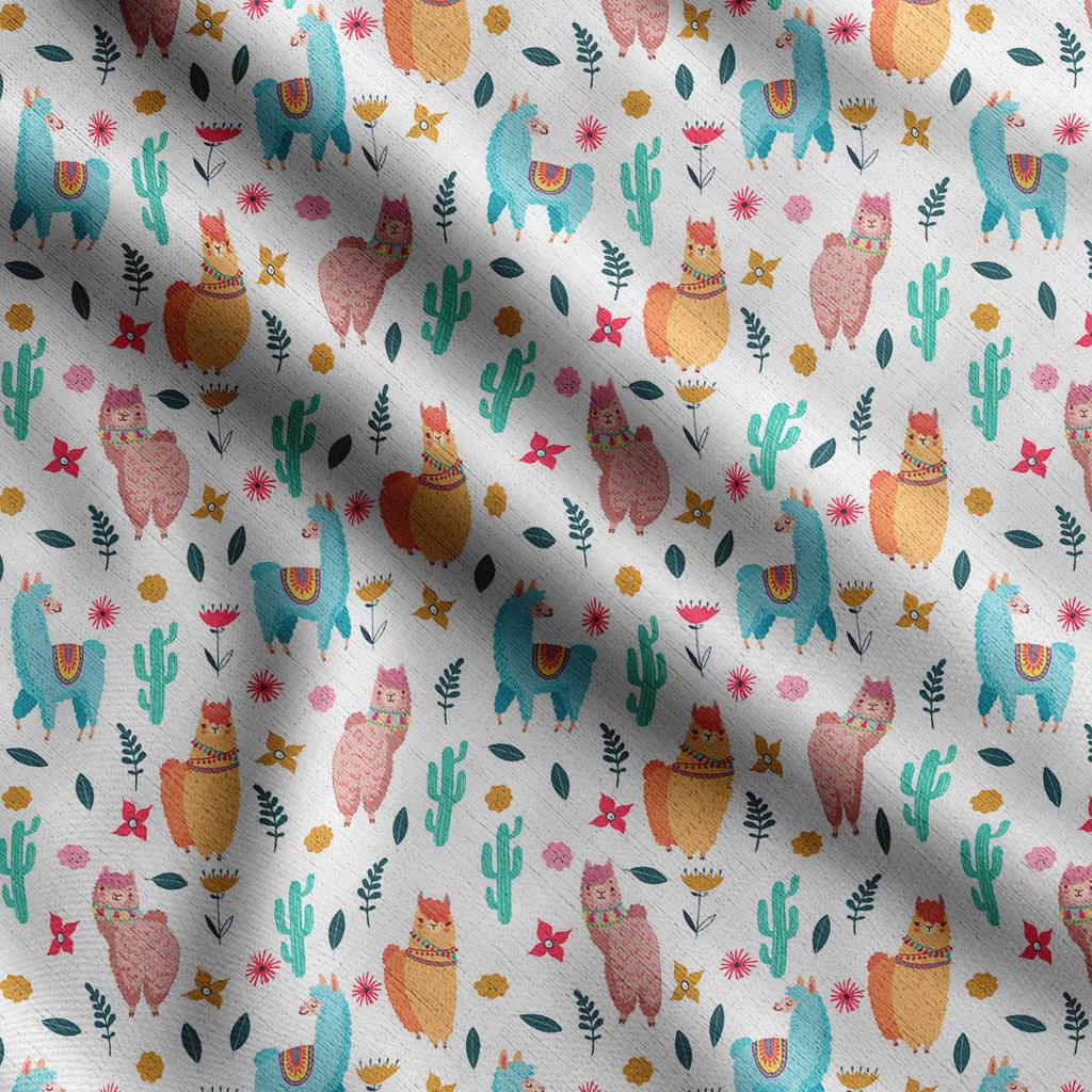 Soimoi Llama Alpaca Print,  Cotton Cambric, Quilting Fabric Sold by The Yard 42 Inch Wide, Medium Weight Cotton Fabric, Sewing  Supplies,