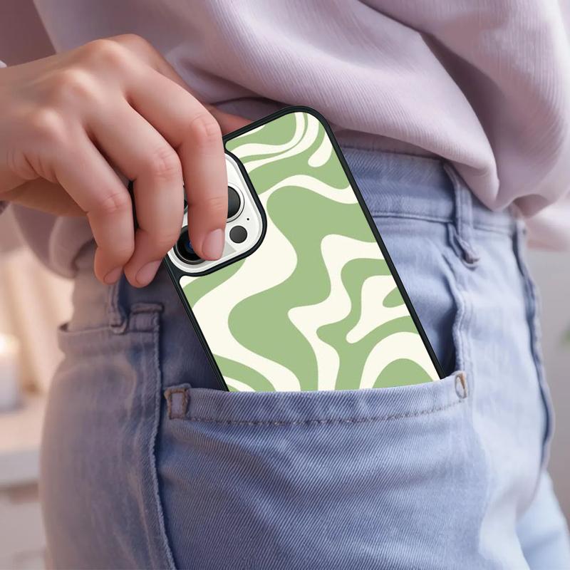 Liquid Swirl Abstract Beige Sage Green Phone Case For iPhone 17 Air 15 16e 14 13 Pro Max Coque 12 11 Pro Max PLUS cover