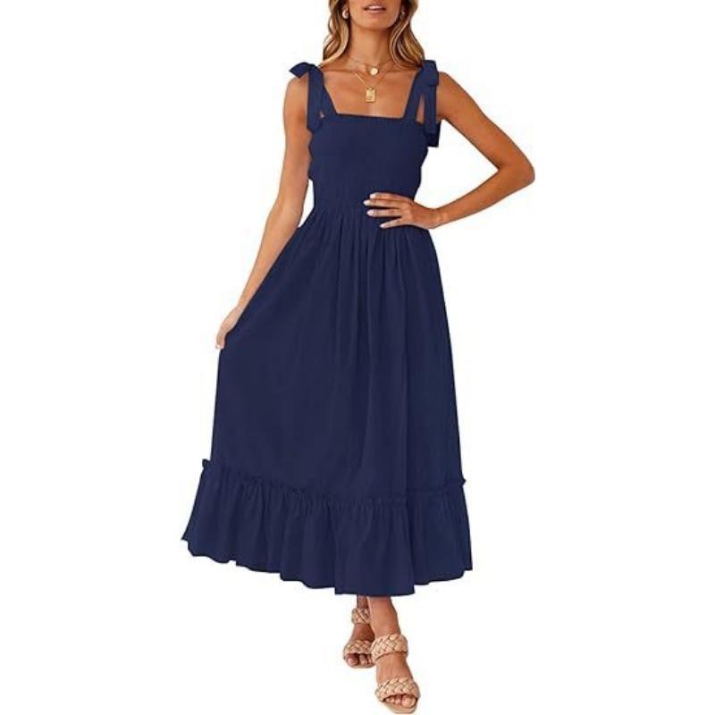 Women's Range Simple Solid Colour Halter Long Dresses