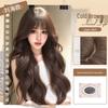 Women's Full Head Wig with Realistic Hair Fibers, Seamless Frontal, Large Scalp Coverage, Bangs, and Large Wave Long Curls
