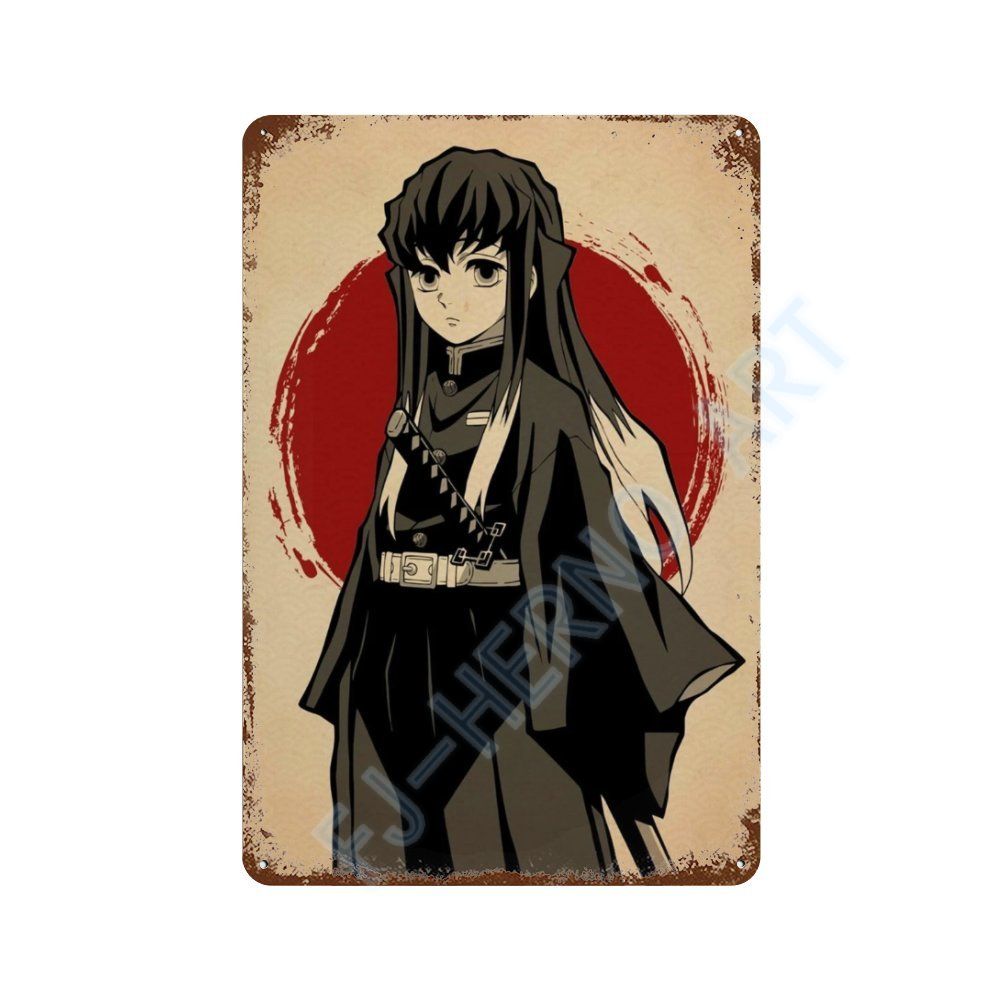 Japan Retro Anime Demon Slayer My Hero Academia Jujutsu Kaisen Metal Tin Sign Plaque Wall Art Home Kids Room Decorative Plates