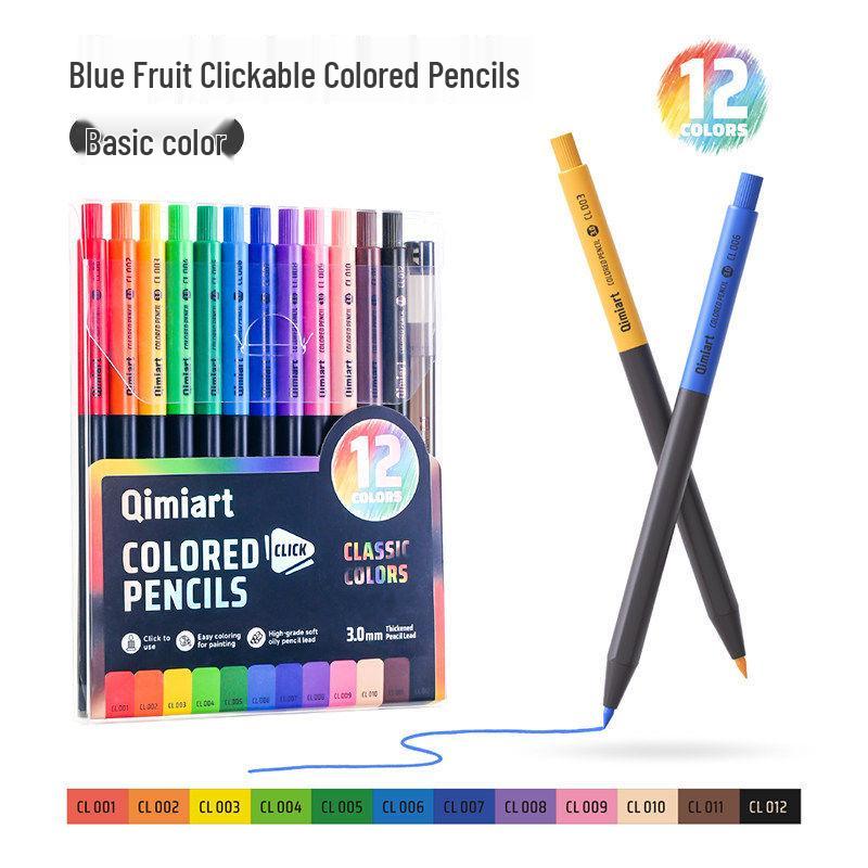 Blue Fruit 12-Color Oil-Based Mechanical Colored Pencils for Students and Professionals