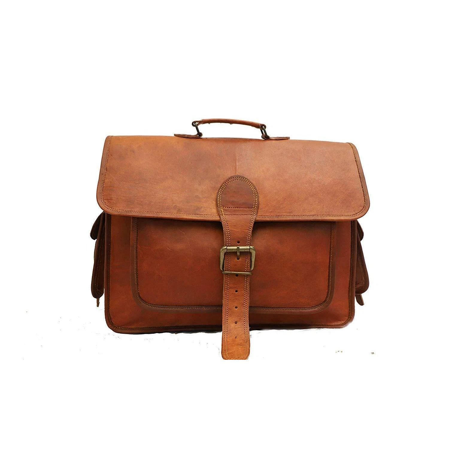 

Страстный портфель винтажная кожа мессенджер сумка-сатчел для ноутбука на плечо мужская сумка 15 x 11 x 4 in