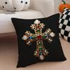 bBaroque Gold Cross European Style Cushion Cover Throw Pillow Cover Hidden Button Durable Polyester Chair Cushion