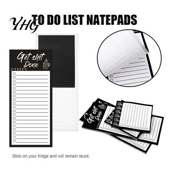 Family Message Notes Magnetic List Notepad, Thick Paper Tear-off Checklist Planner, Black Bordered Retro Small Pad Design Task Organizer for
