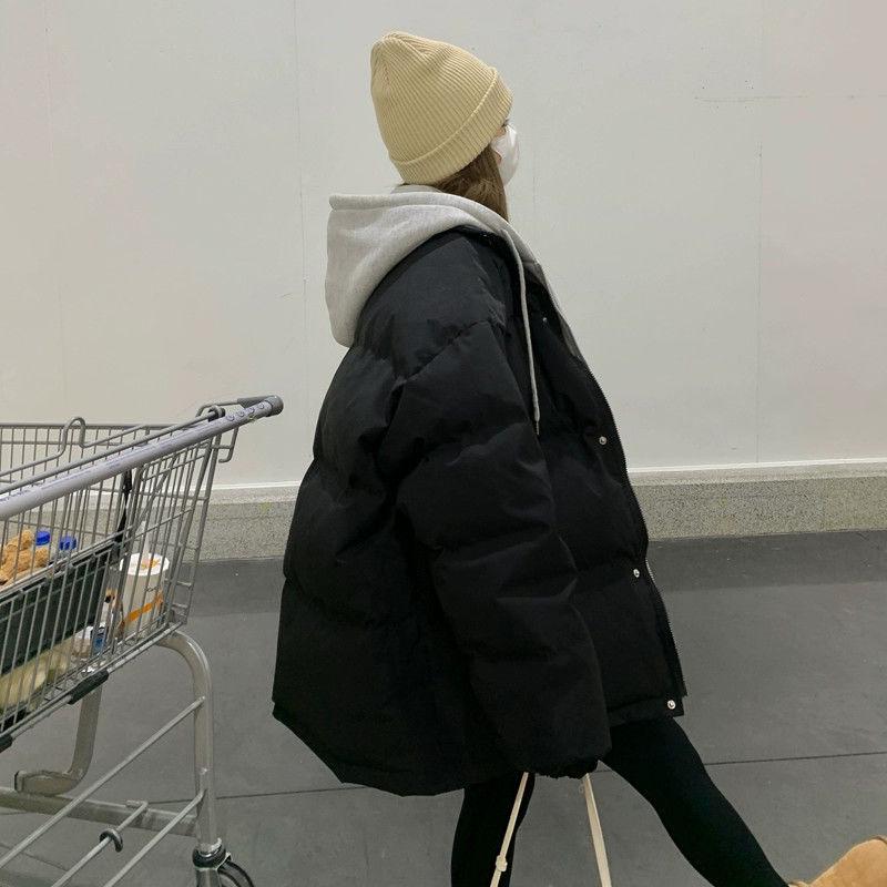 Hong Kong Style Women's Hooded Two-Piece Down Cotton Jacket - Short Winter Coat