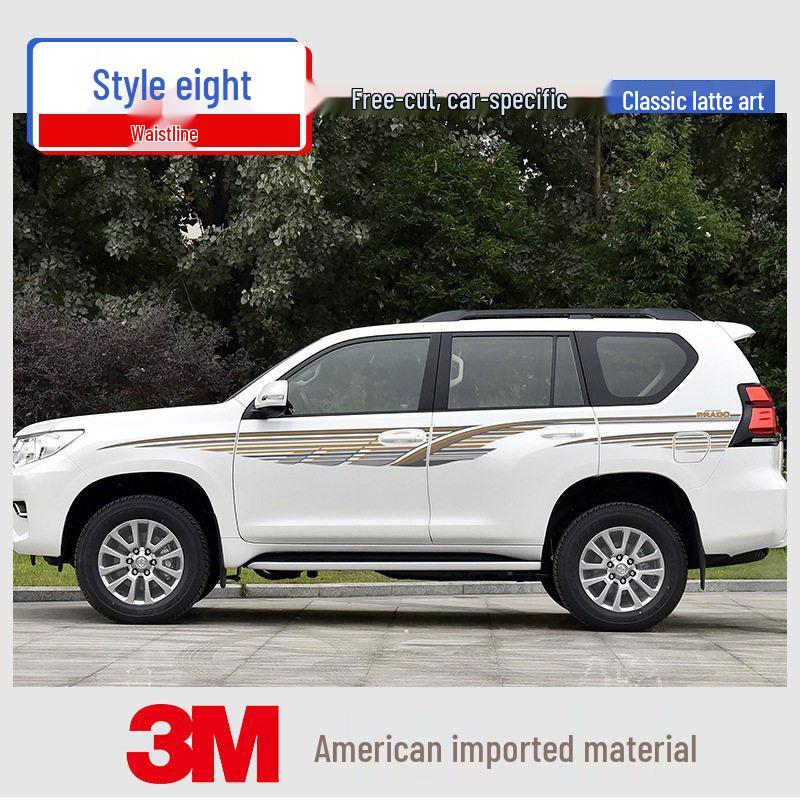 Toyota Prado 10-22 Models Car Body Color Stripe Decal Waistline Sticker.