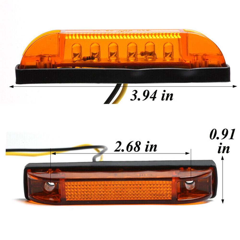 2PCS 6 Led Marker Clearance Light Strip Bar Car Interior Exterior Decoration Light Truck Side Marker Light Turn Signal Indicator Bulbs 7