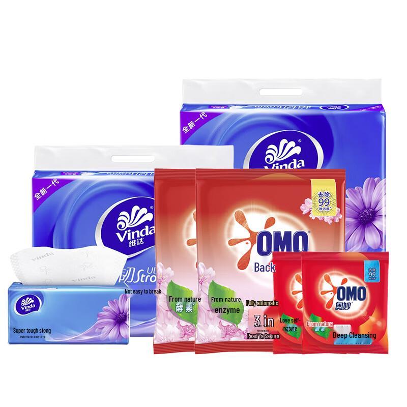 OMO Cherry Blossom Washing Powder & Tissue Paper Set