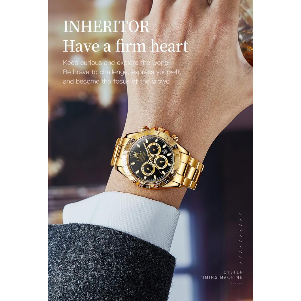 OLEVS New Quality Three-eye Watch Luminous Waterproof Multifunctional Automatic Mechanical Watch for Men