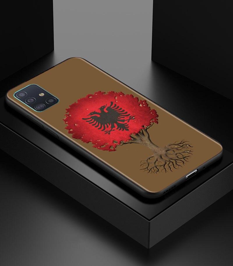 Albania Flag Bear Skeleton Phone Case for Samsung Galaxy A51 A71 A21S A12 A11 A31 A52 A41 A32 5G A72 A02S Silicon Back Cover