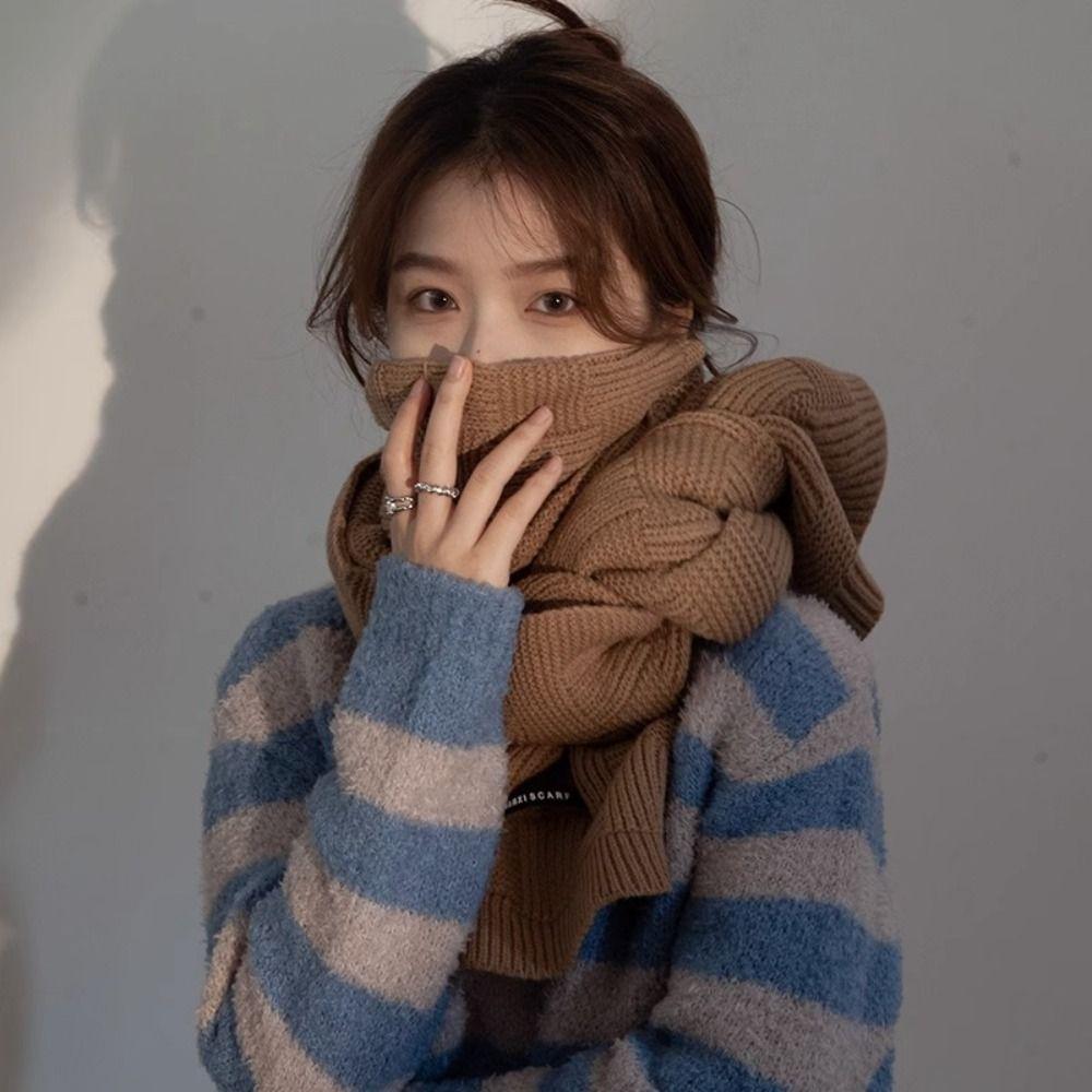 Thicken Winter Cashmere Scarves Soft Winter Shawl Elegant Knitted Scarf  Student