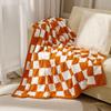 Coperta a quadri in stile nordico INS, morbida coperta in pile lavorata a maglia per divano, coperta mezza in pile, piccola coperta per aria condizionata per riposino a casa