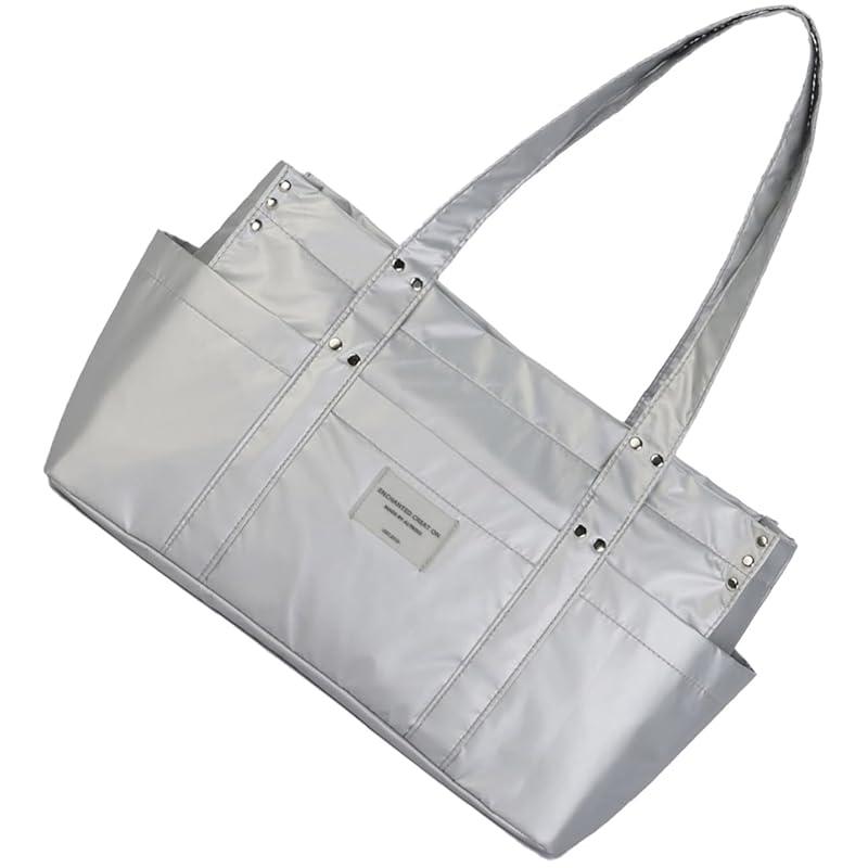 

[Alto Rose] silver tote bag ladies tote big tote handbag handbag shoulder bag Shoulder bag handbag Larger pocket storage A4 Plain color simple