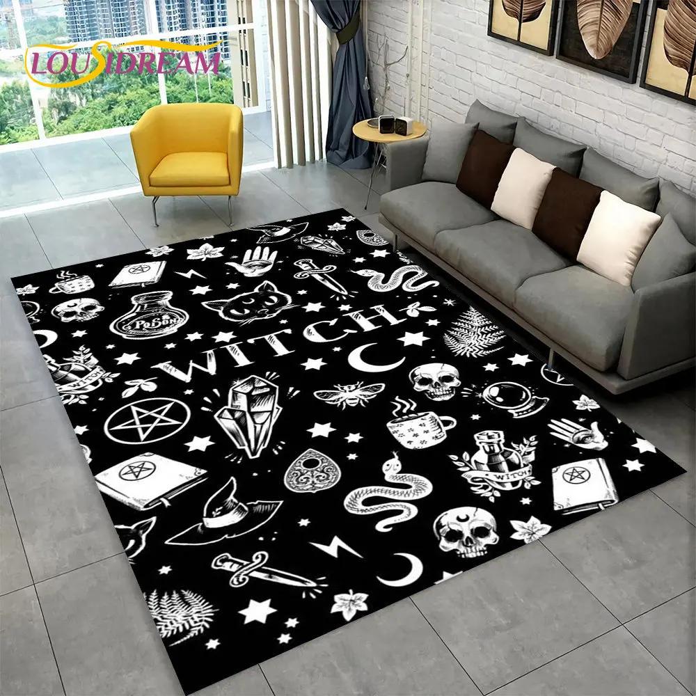 Teppich mit Horror-Totenkopf, Gothic-Hexerei, Teppich für Wohnzimmer, Schlafzimmer, Sofa, Spielzimmer, Fußmatte, Dekoration, rutschfeste Bodenmatte