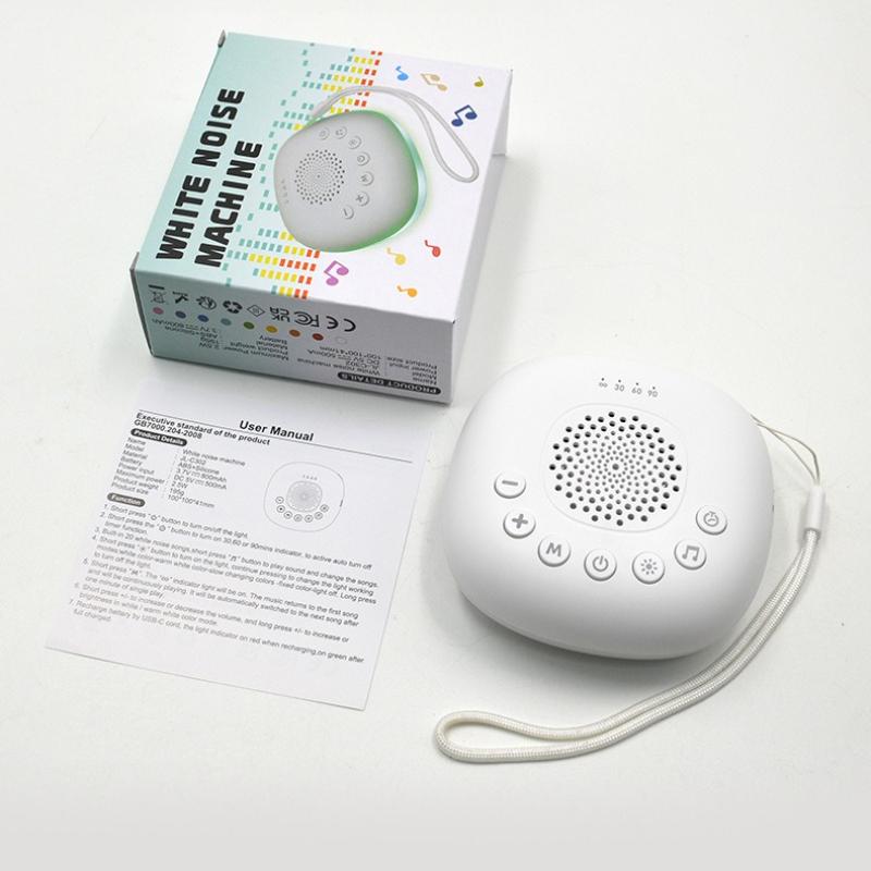 Portable White Noise Sound Machine Baby Sleep Machine LED Light Soothing Sounds Volume Adjustable Rechargeable Battery 800mAh