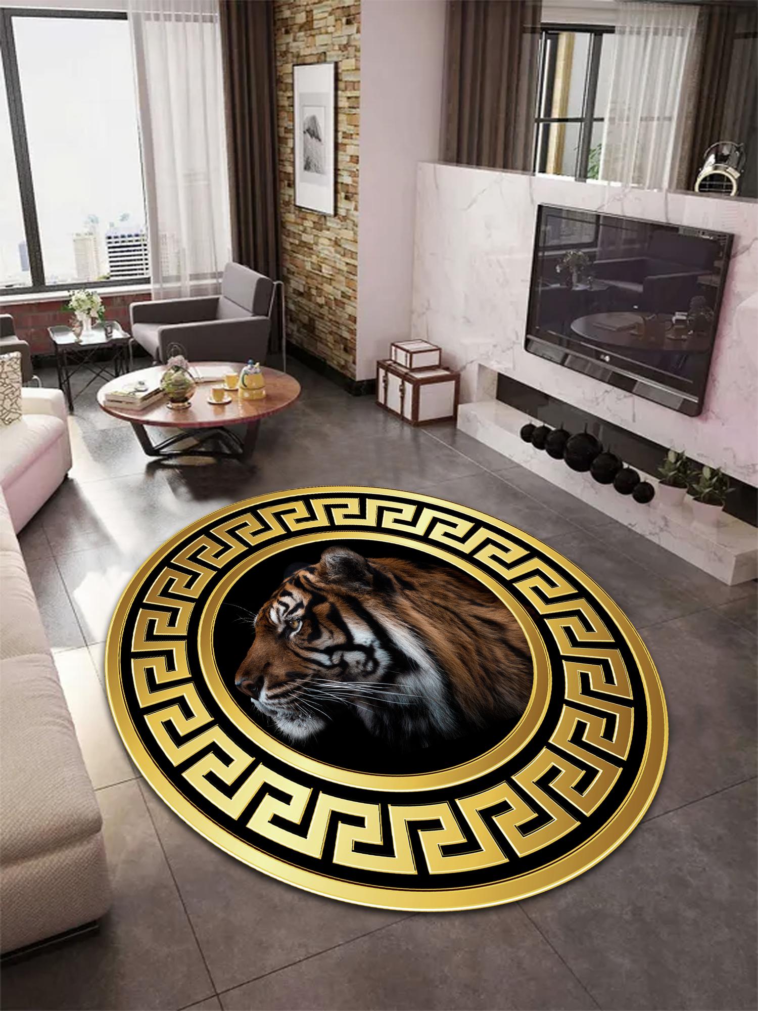 

EPeddler домашний декоративный золотой реалистичный тигровый узор моющийся нескользящий кожаный коврик нового поколения для гостиной, кухни, спальни 60 x 60