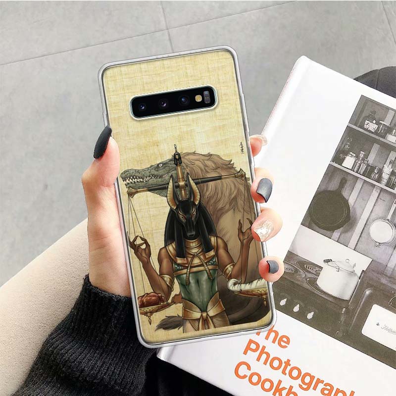 Egypt Nefertiti Anubis Ankh Cat Phone Case for Samsung Galaxy A52 A51 A50S A12 A22 A32 A72 A10S A30S A31 A71 Note 20 Ultra 10 Pl